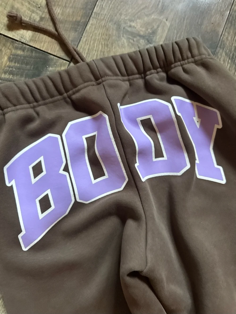 Body by Raven Tracy Brown Sweat Pants with Purple 'BODY' Graphic - Picture 6 of 7